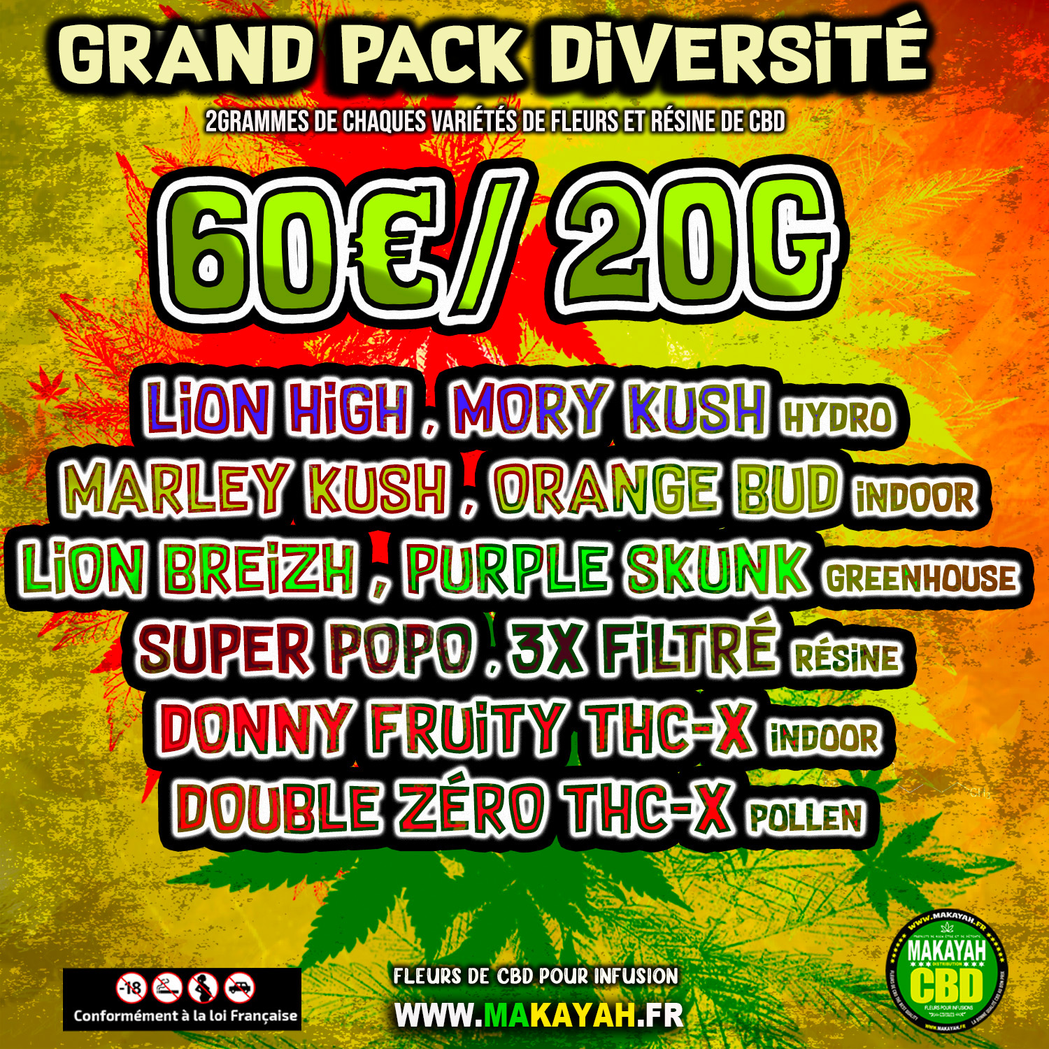 GRAND PACK DIVERSITÉ 60€/20g